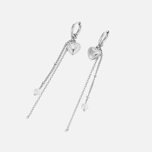 Oorbel hartje parels ketting zilver