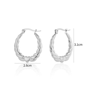 Oorbellen boog hart zilver