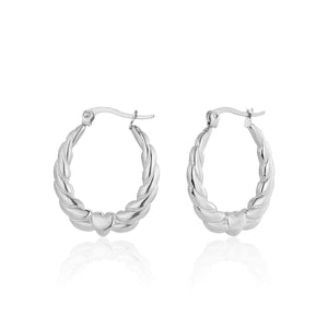 Oorbellen boog hart zilver