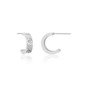 Oorbellen creolen steentje zilver