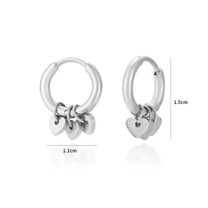 Oorbellen drie hartjes zilver