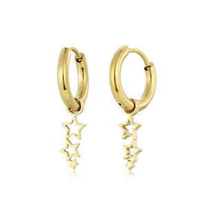 Oorbellen drie sterren goud