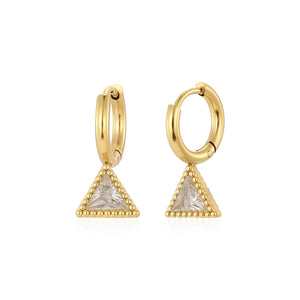 Oorbellen driehoek strass goud