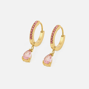 Oorbellen druppel roze goud