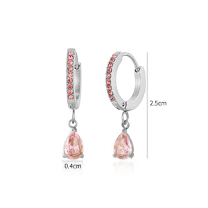 Oorbellen druppel roze zilver