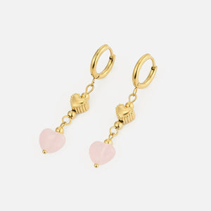 Oorbellen fancy hart en parel goud