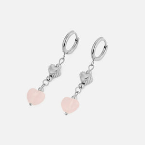 Oorbellen fancy hart en parel zilver