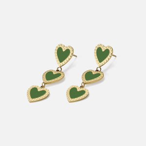 Oorbellen hangende hartjes groen