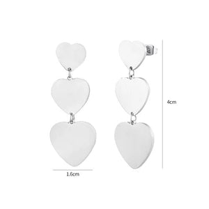 Oorbellen hangende hartjes zilver