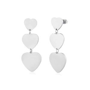 Oorbellen hangende hartjes zilver