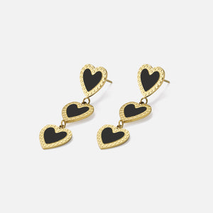 Oorbellen hangende hartjes zwart