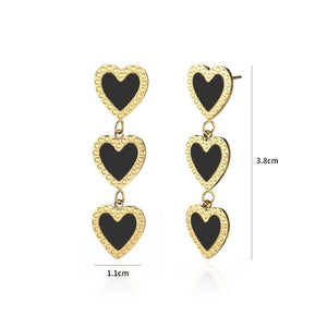 Oorbellen hangende hartjes zwart