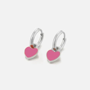 Oorbellen hartje roze zilver