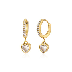 Oorbellen hartje zirkonia goud