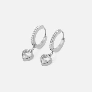 Oorbellen hartje zirkonia zilver