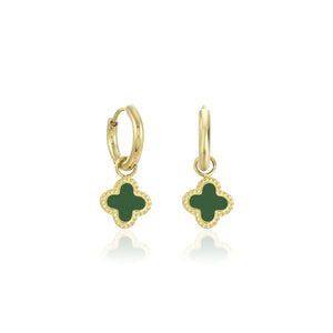 Oorbellen klaver gold/green