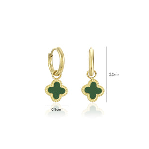 Oorbellen klaver gold/green