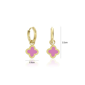 Oorbellen klaver gold/pink