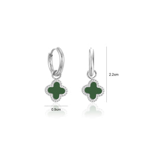 Oorbellen klaver silver/green