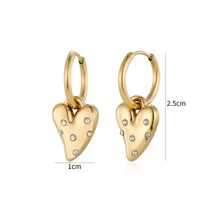 Oorbellen lux hart strass goud