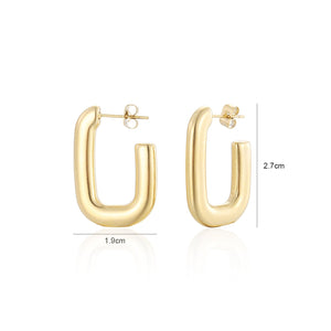 Oorbellen rechthoekig goud