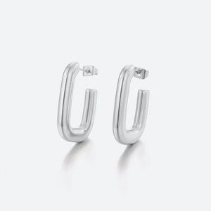 Oorbellen rechthoekig zilver