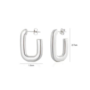 Oorbellen rechthoekig zilver