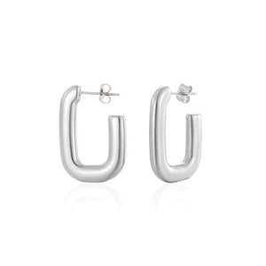 Oorbellen rechthoekig zilver