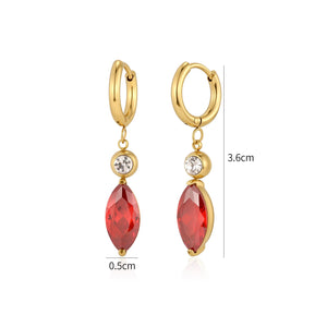 Oorbellen rode steen goud