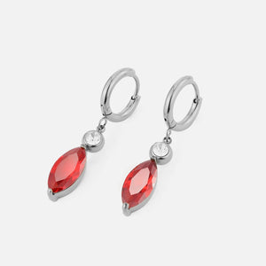 Oorbellen rode steen zilver