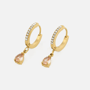 Oorbellen zirkonia druppel goud