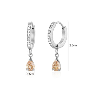 Oorbellen zirkonia druppel zilver