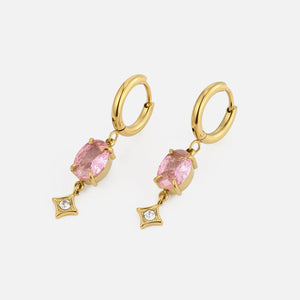 Oorbellen zirkonia roze goud