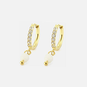 Oorring witte steentjes lux goud