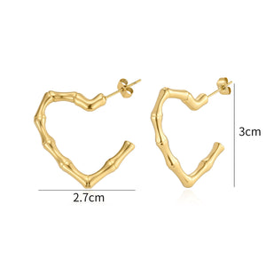 Oorstekers bamboe hart goud