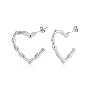 Oorstekers bamboe hart zilver