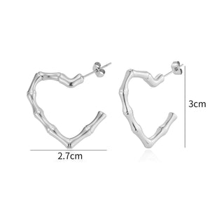 Oorstekers bamboe hart zilver