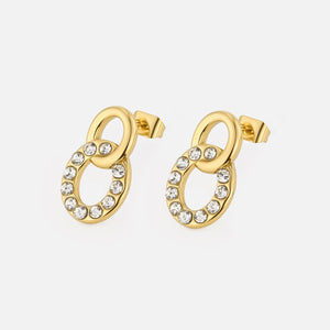 Oorstekers cirkel met steentjes goud