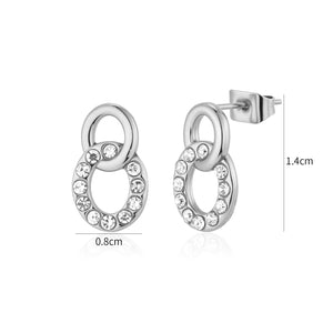 Oorstekers cirkel met steentjes zilver