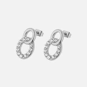 Oorstekers cirkel met steentjes zilver