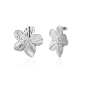 Oorstekers classic flower zilver