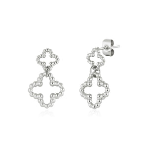 Oorstekers dubbele klaver zilver