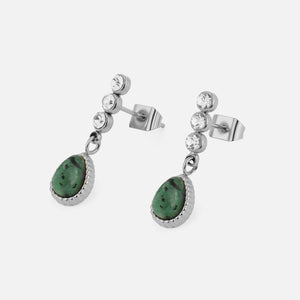 Oorstekers emerald drop zilver