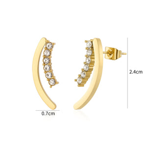 Oorstekers gebogen met steentjes goud