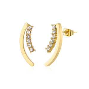 Oorstekers gebogen met steentjes goud