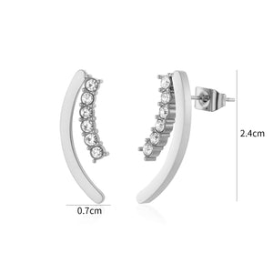 Oorstekers gebogen met steentjes zilver