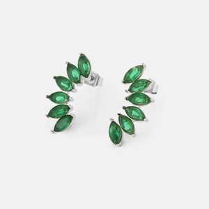 Oorstekers groene kristallen zilver