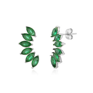 Oorstekers groene kristallen zilver