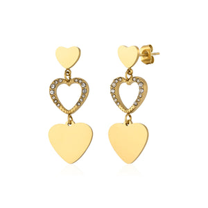 Oorstekers hartjes open en dicht goud