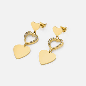 Oorstekers hartjes open en dicht goud